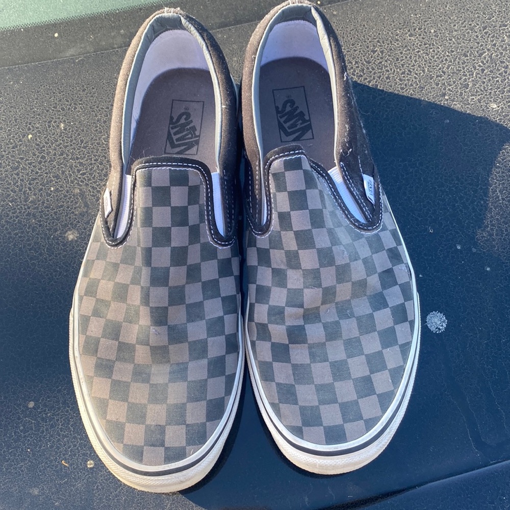 Mens Gray and white checkered vans